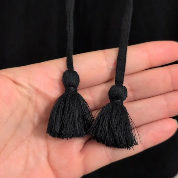 Anthropologie {LAST CHANCE!} 100% Cotton Black Ruffled Cap Sleeve Blouse - Picture 3 of 8